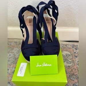 Sam Edelman Margherita Suede Espadrille Wedge Sandals - Women’s Size 6 Navy